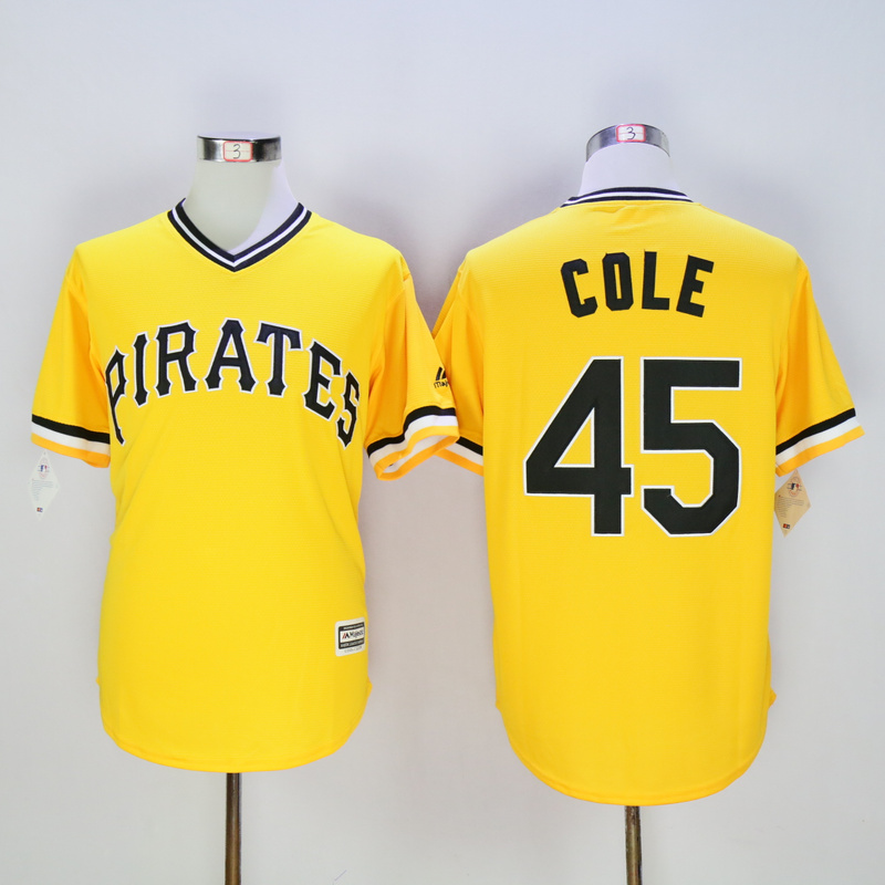 Men Pittsburgh Pirates #45 Cole Yellow Game MLB Jerseys